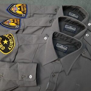 VINTAGE Flying Cross Uniform Shirt Mens Large Gray Security Guard Command BUNDLE